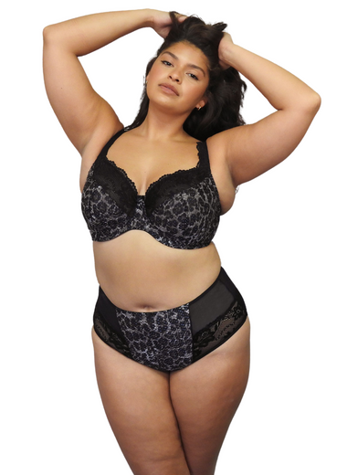 Serena Lace Multi-Part Underwire Bra Black Leopard