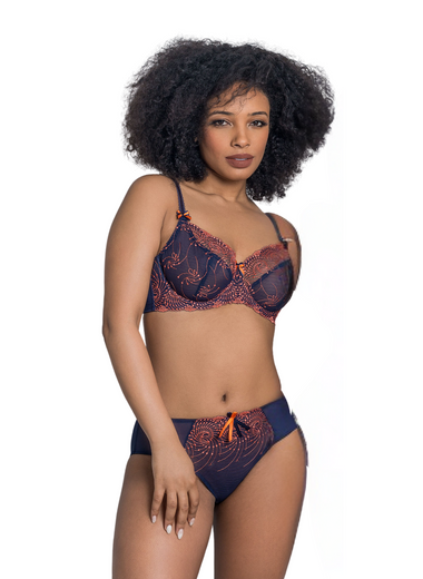 Nicole Soft Lace Bra Navy Coral
