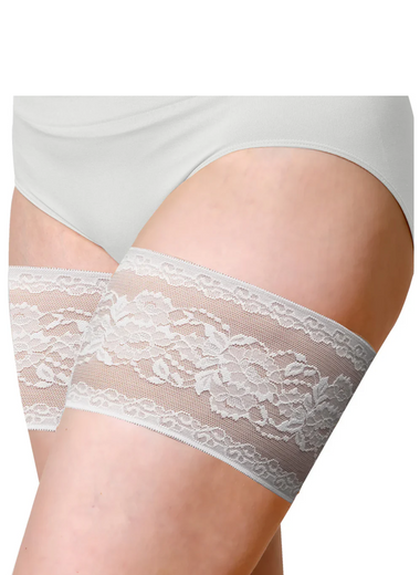 Peony: White Bandelettes Lace Thigh Bands