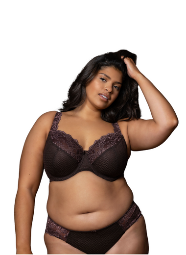 Serena Lace Multi-Part Underwire Bra Chocolate